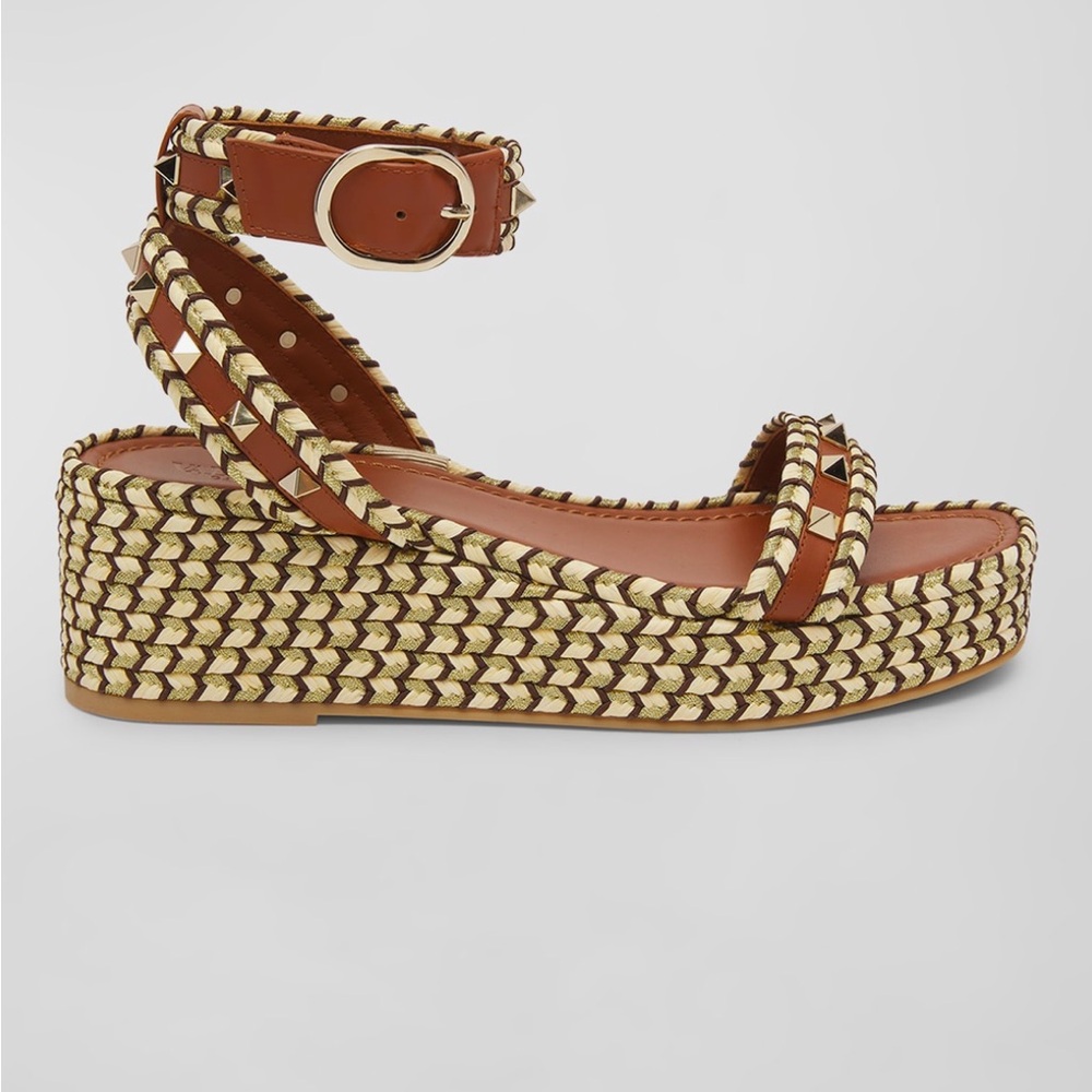 Valentino Rockstud Flatform Espadrilles, size 6
